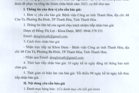 Thông báo yêu cầu báo giá