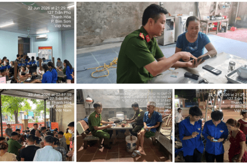 Công an phường Bỉm Sơn thực hiện cao điểm xây dựng công dân số, hướng tới địa phương thanh toán không dùng tiền mặt