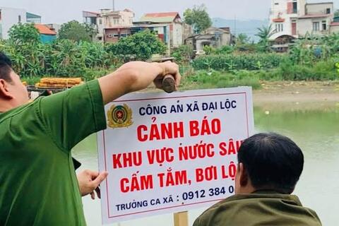 Công an xã Đại Lộc tăng cường công tác phòng, chống đuối nước