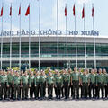 Đại tá Lê Ngọc Anh, Phó Giám đốc Công an tỉnh làm việc với lực lượng an ninh Cảng hàng không Thọ Xuân