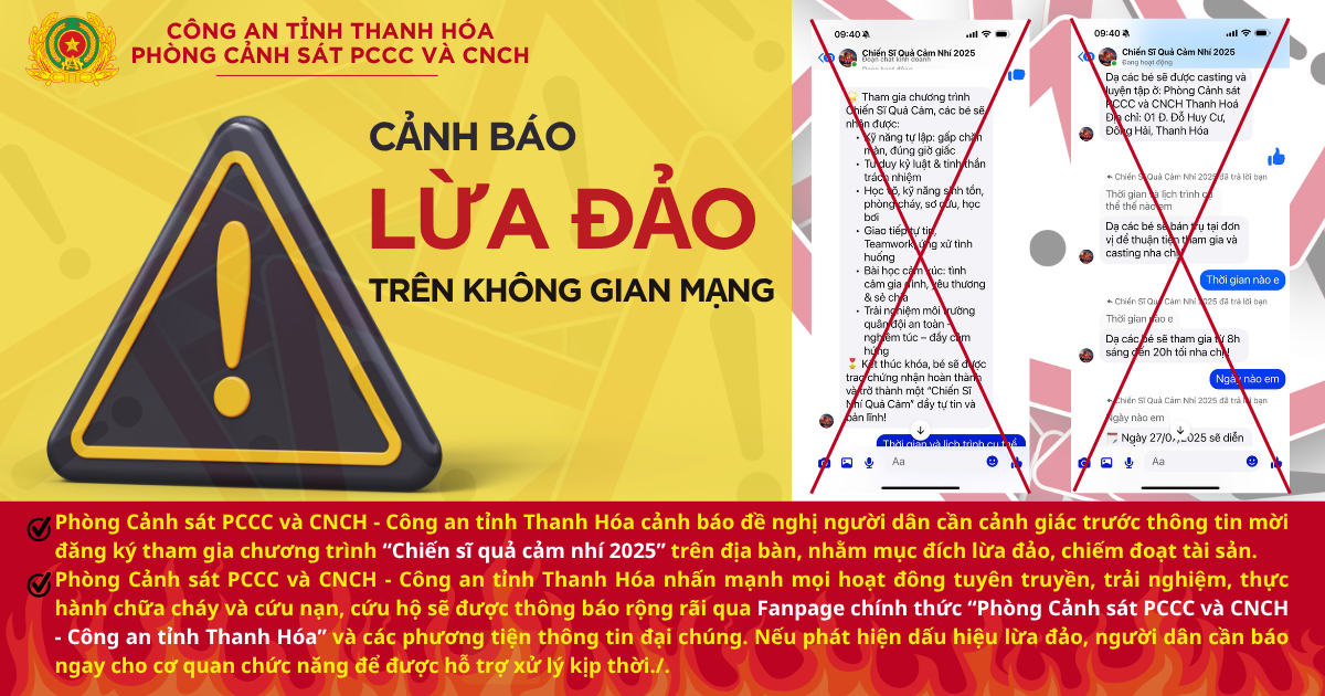Cảnh báo mạo danh lực lượng Cảnh sát PCCC và CNCH lừa đảo trên không gian mạng