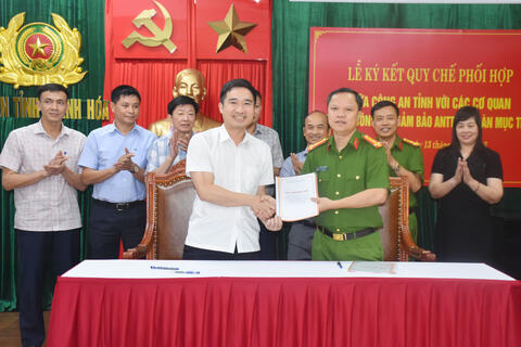 Công an tỉnh Thanh Hoá ký kết Quy chế phối hợp bảo đảm an ninh trật tự, bảo vệ mục tiêu trọng điểm