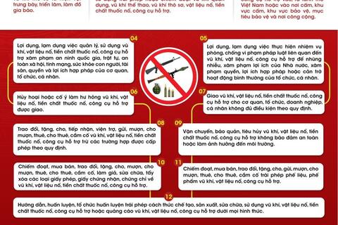 CÁC HÀNH VI BỊ NGHIÊM CẤM TRONG QUẢN LÝ, SỬ DỤNG VŨ KHÍ, VẬT LIỆU NỔ, TIỀN CHẤT THUỐC NỔ, CÔNG CỤ HỖ TRỢ