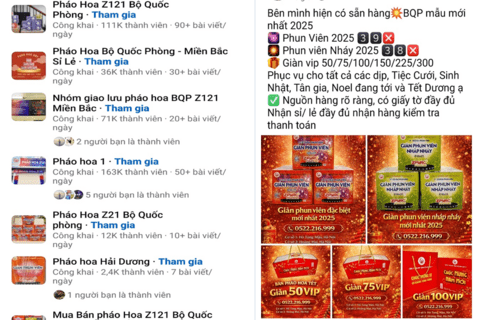 Cảnh giác với các thủ đoạn lừa đảo mua bán pháo hoa do Bộ Quốc phòng sản xuất trên không gian mạng