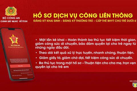 Hướng dẫn nộp hồ sơ Dịch vụ công liên thông: Đăng ký khai sinh - Đăng ký thường trú - Cấp thẻ Bảo hiểm y tế cho trẻ dưới 6 tuổi trên VNeID