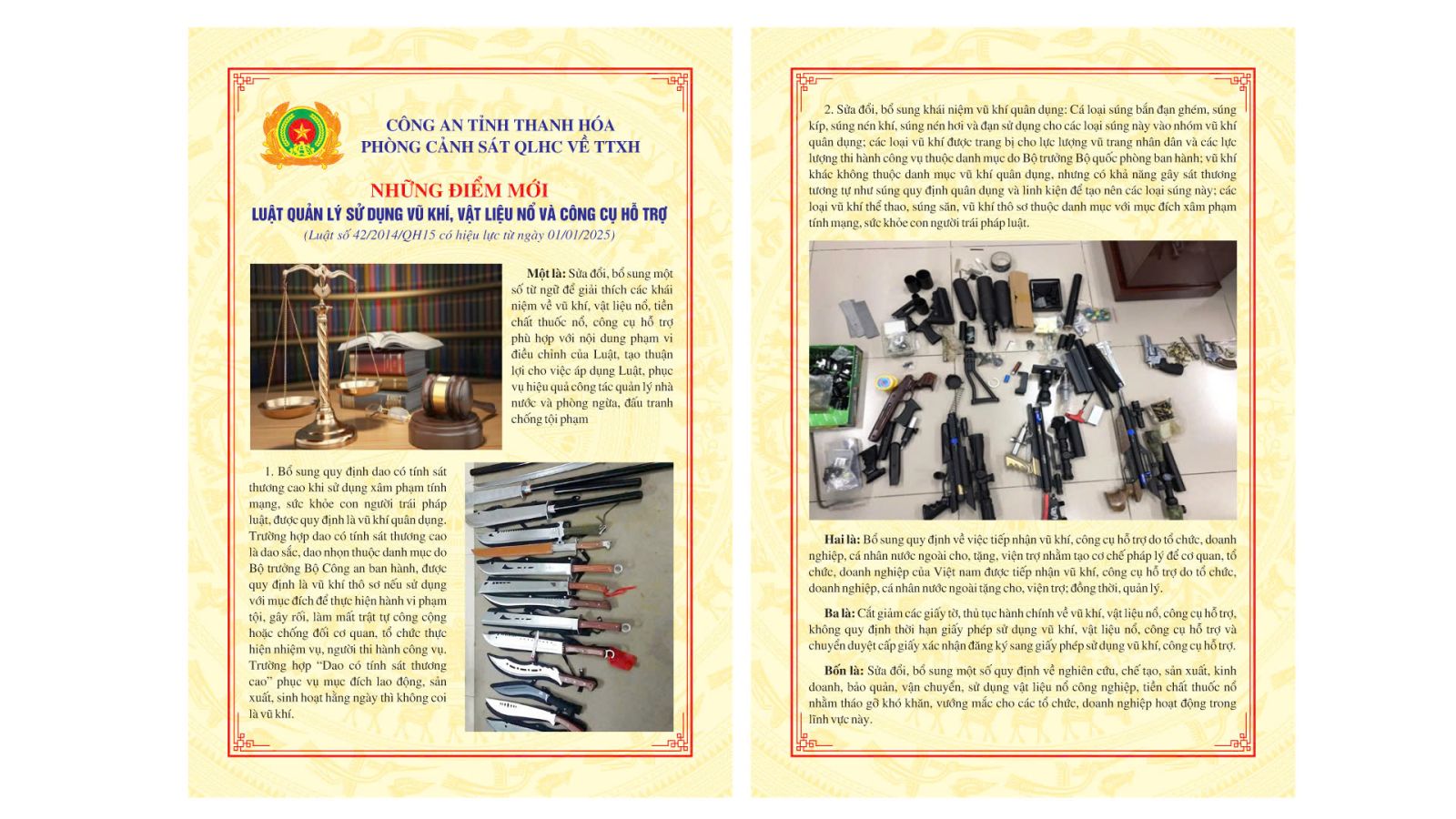 NHỮNG ĐIỂM MỚI CỦA LUẬT QUẢN LÝ, SỬ DỤNG VŨ KHÍ, VẬT LIỆU NỔ VÀ CÔNG CỤ HỖ TRỢ